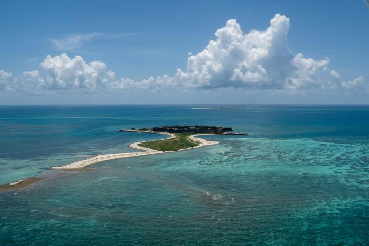 an island in the middle of a body of water