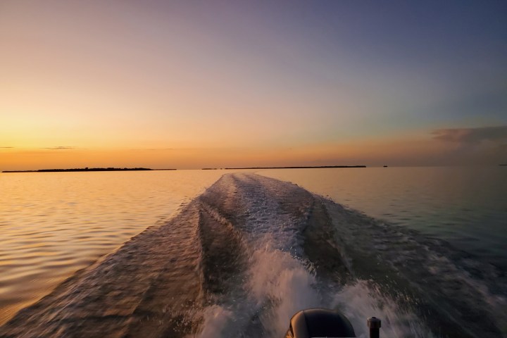 a sunset over a body of water